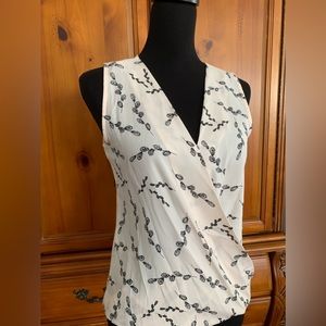 Ann Taylor Satin Sleeveless Blouse with small florals in black